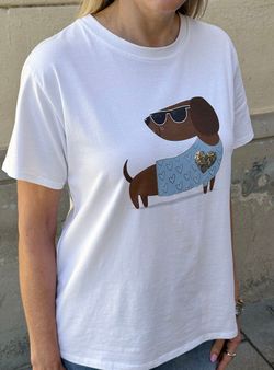 Camiseta Teckel blanco-celeste