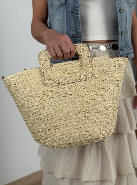 Capazo de rafia Candela crudo