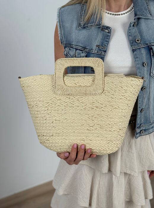 Capazo de rafia Candela crudo