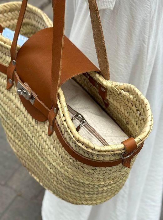 Capazo Palma beige-marrón