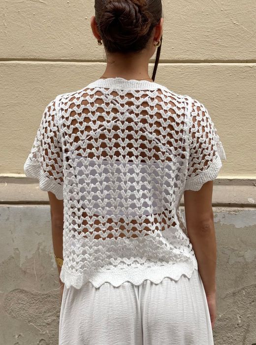 Cárdigan Calado Crochet blanco