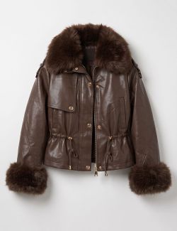 Cazadora Biker Pelo Marrón