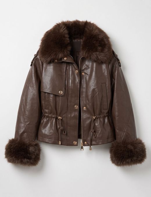 Cazadora Biker Pelo Marrón