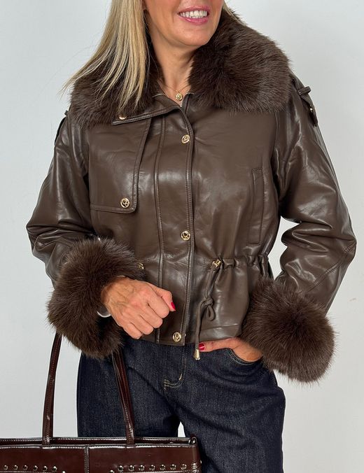 Cazadora Biker Pelo Marrón
