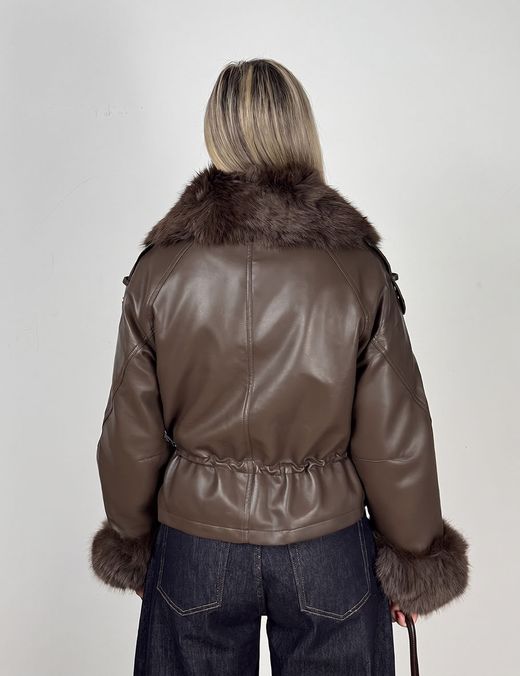 Cazadora Biker Pelo Marrón