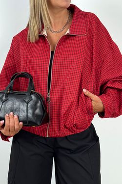 Cazadora Bomber de Cuadros Roja