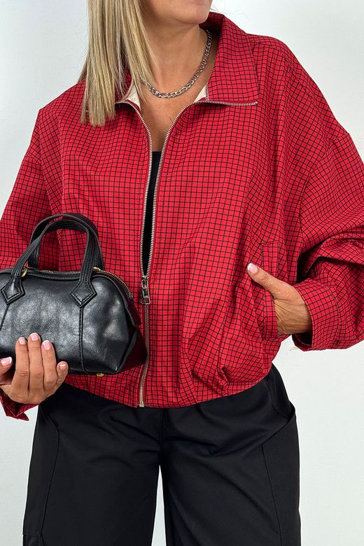 Cazadora Bomber de Cuadros Roja