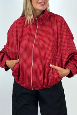 Cazadora Bomber de Cuadros Roja