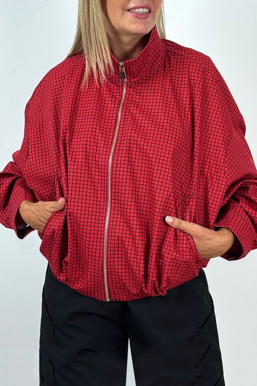 Cazadora Bomber de Cuadros Roja