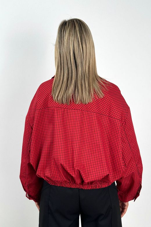 Cazadora Bomber de Cuadros Roja