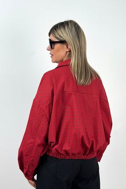 Cazadora Bomber de Cuadros Roja