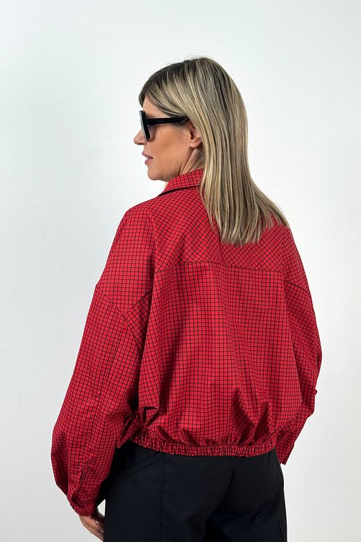 Cazadora Bomber de Cuadros Roja
