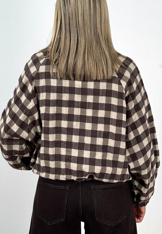 Cazadora Bomber Vichy Chocolate-Beige