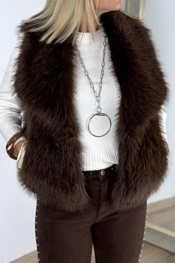 Chaleco efecto pelo marrón