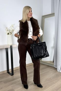 Chaleco efecto pelo marrón