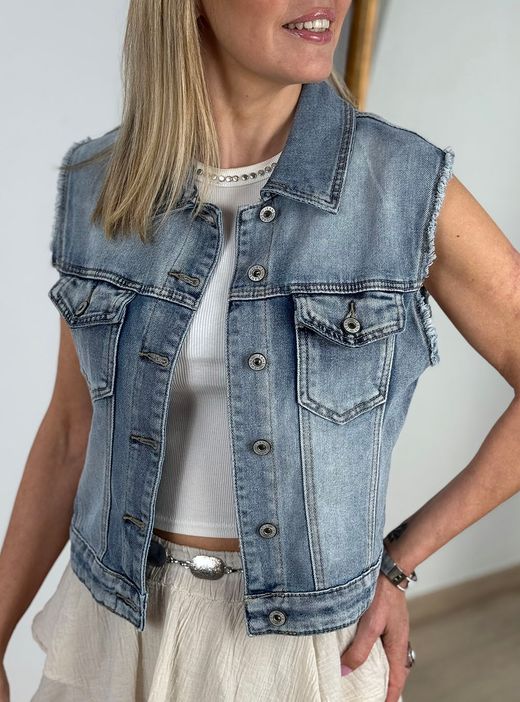 Chaleco tejano Star azul delavado