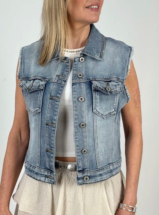 Chaleco tejano Star azul delavado