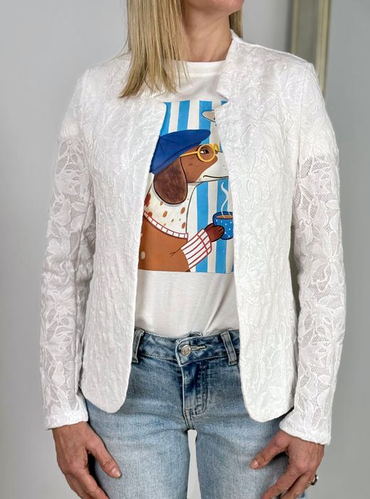 Chaqueta blonda blanca