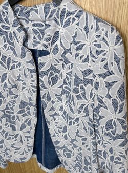 Chaqueta blonda azul denim-blanco