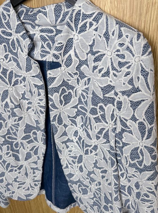 Chaqueta blonda azul denim-blanco