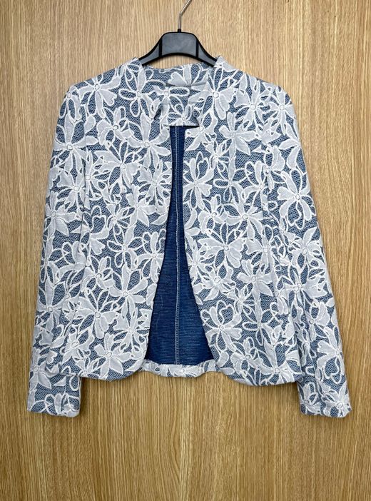 Chaqueta blonda azul denim-blanco
