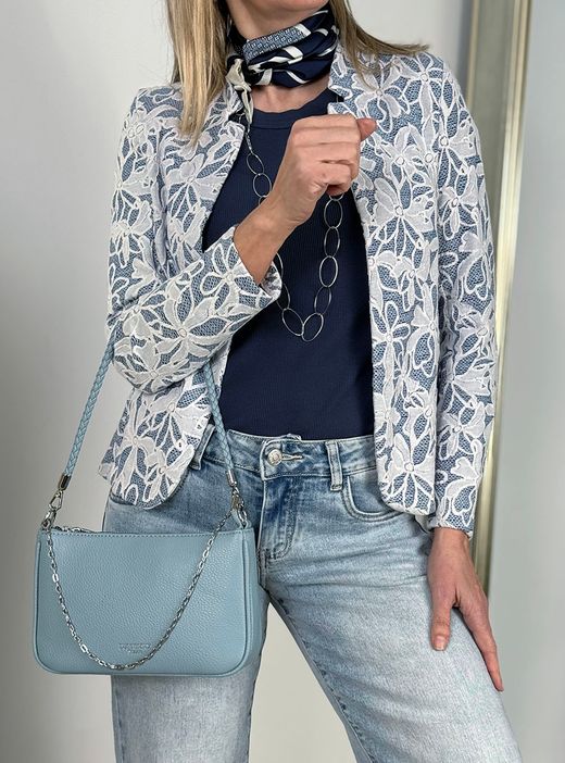 Chaqueta blonda azul denim-blanco