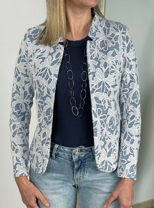 Chaqueta blonda azul denim-blanco