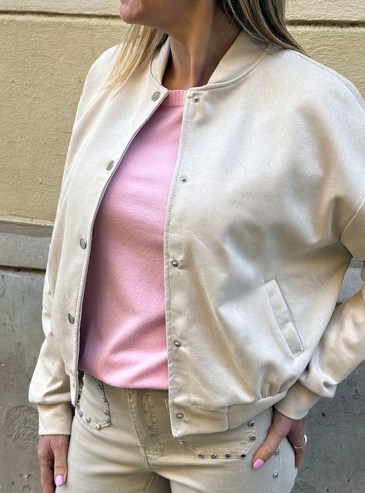 Chaqueta bomber antelina beige