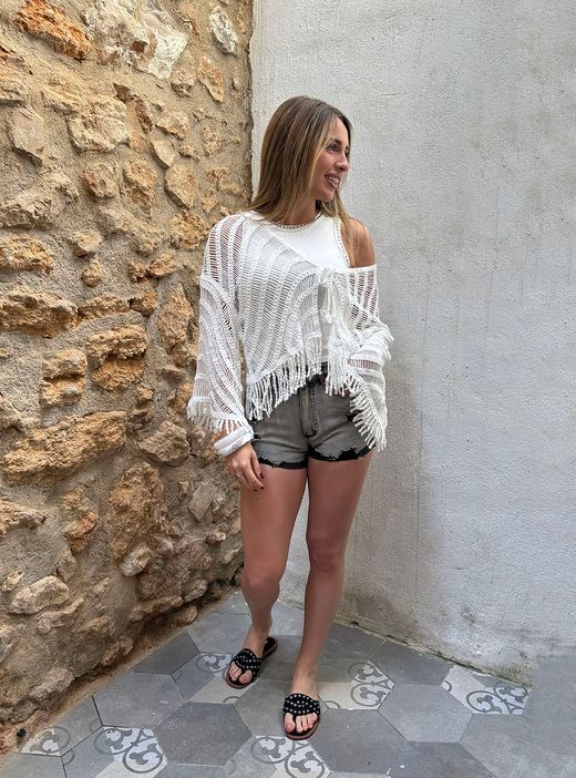 Chaqueta crochet blanca