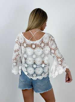 Chaqueta ganchillo floral blanca