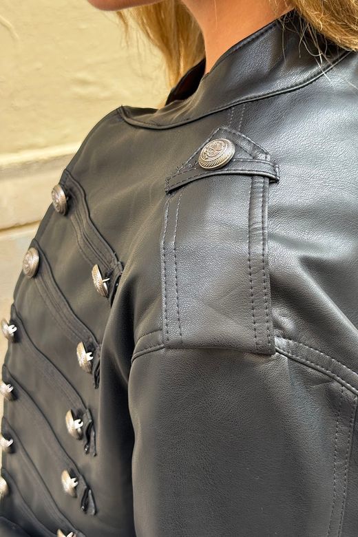 Chaqueta Napoleón cuero negra