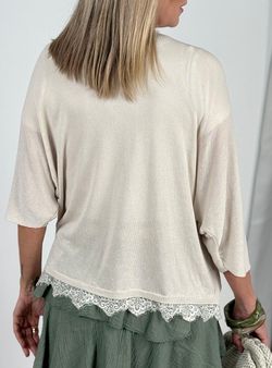 Chaqueta punto blonda beige