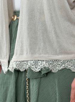 Chaqueta punto blonda beige