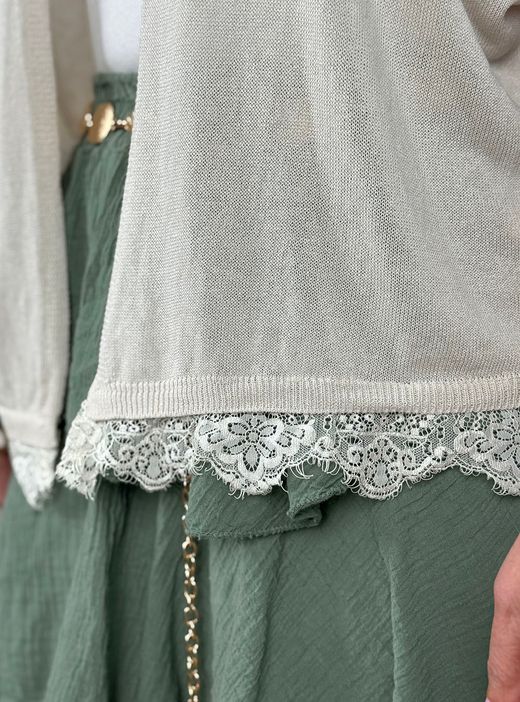 Chaqueta punto blonda beige