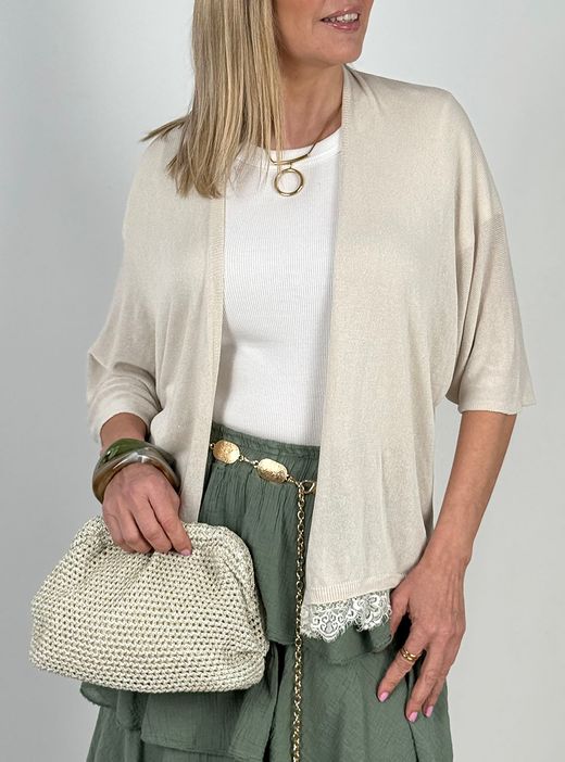Chaqueta punto blonda beige