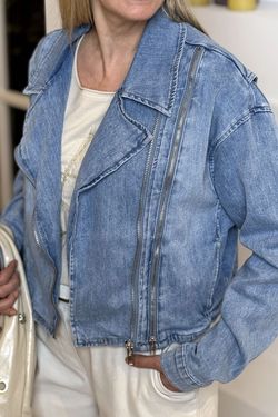 Chaqueta tejana bíker azul delavado