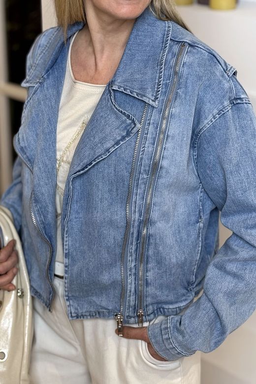 Chaqueta tejana bíker azul delavado