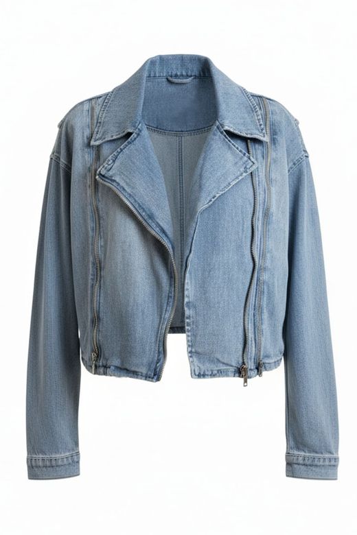 Chaqueta tejana bíker azul delavado