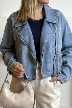 Chaqueta tejana bíker azul delavado