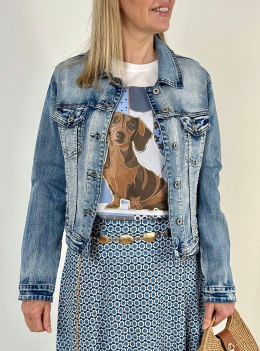 Chaqueta tejana Star azul delavado