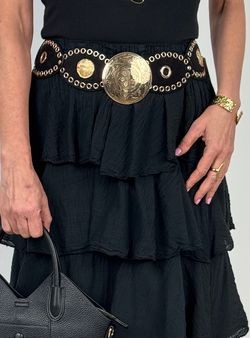 Cinturón discos ovalados negro-dorado