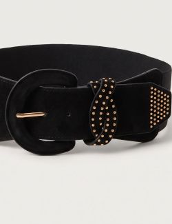 Cinturón Fajín de Antelina con Tachas Gold Negro