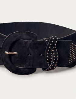 Cinturón Fajín de Antelina con Tachas Silver Negro