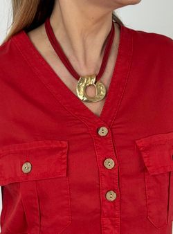 Collar corto irregular gold-rojo