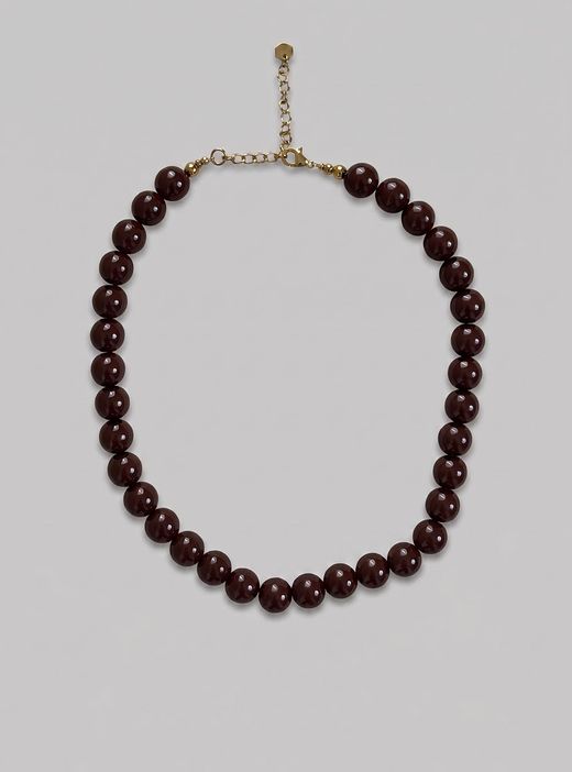 Collar de cuentas marrón chocolate