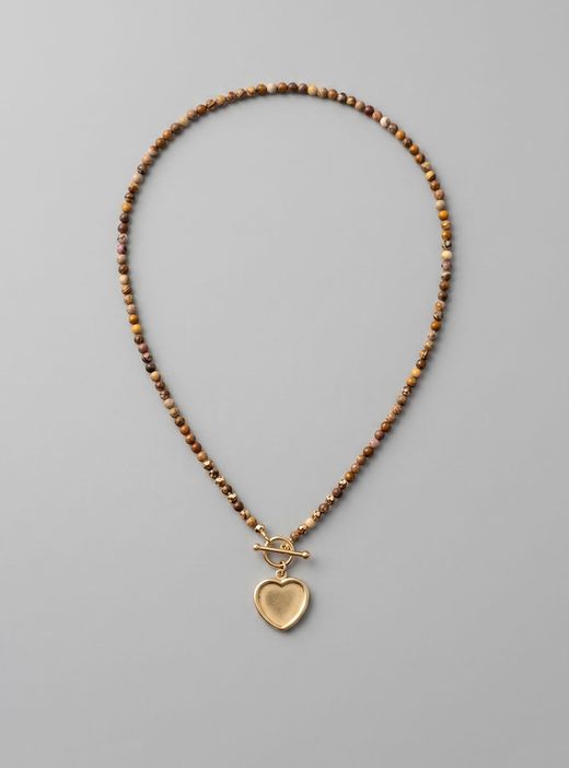 Collar piedras corazón dorado