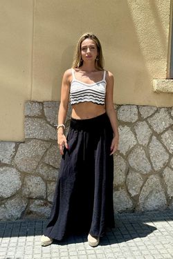 Crop top crochet crudo-negro