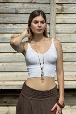 Crop top punto lurex blanco