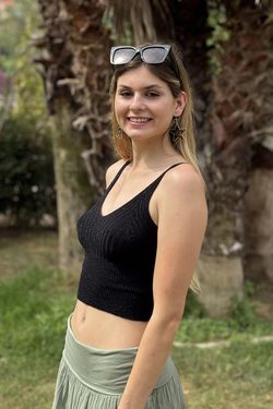 Crop top punto lurex negro