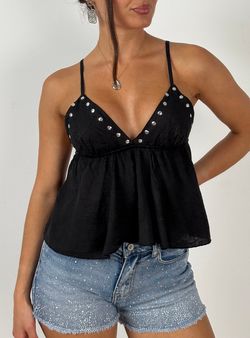 Crop top tachas negro